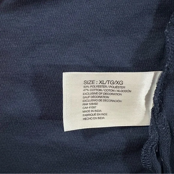 Greg Norman XL Tall Long Sleeve Navy Blue Performance Polo Shark Logo Golf - Picture 4 of 6